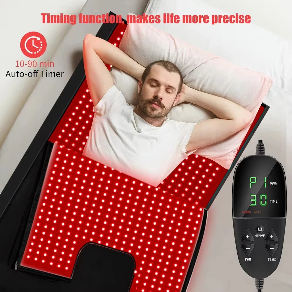 Oversized Red Light Therapy Mat LED 660&850Nm near Infrared Sleeping Bag Blanket Large Pads for Full Whole Body Care Home Use
